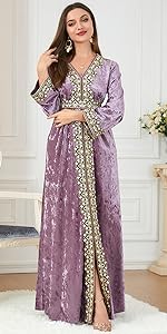 Women Velvet Muslim Long Dress