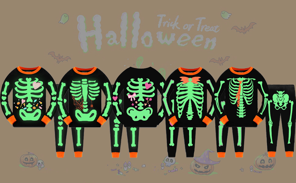 halloween pjs,halloween pajamas kids, toddler halloween pajamas, kids halloween skeleton pajamas