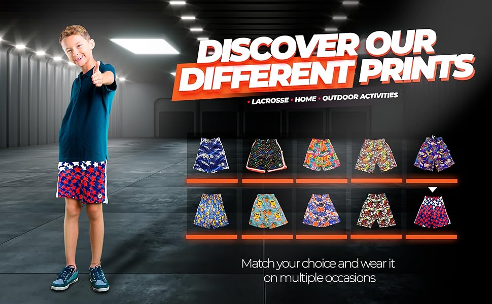 Variety of Flow Society mesh shorts designs.