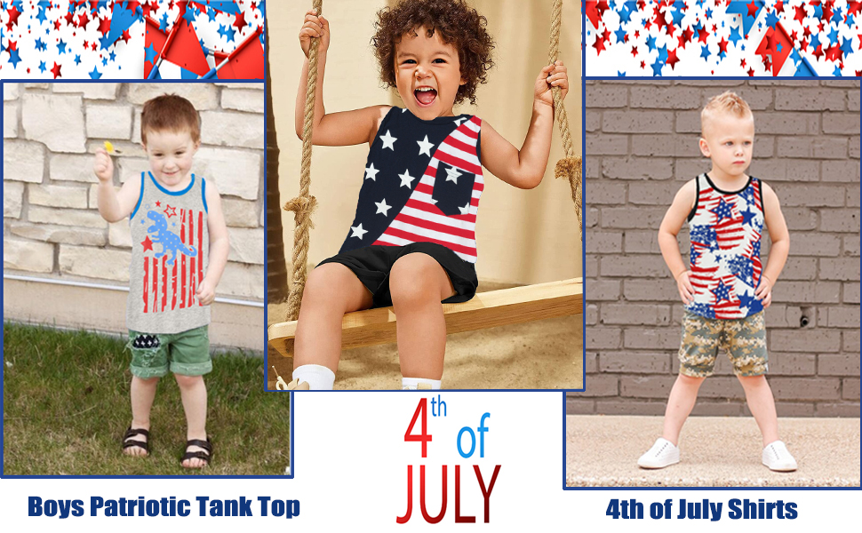 kids 4th of july tank top for toddler boys