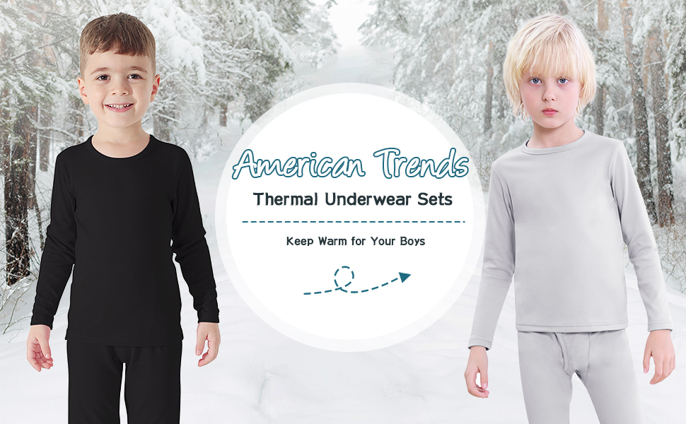 Boys Thermal Underwear Sets Kids Long Johns Set Base Layer Winter Thermals Sets for Toddler