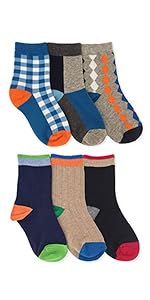 Jefferies Socks Boys Pattern Rib School Uniform Crew Socks 6 Pack