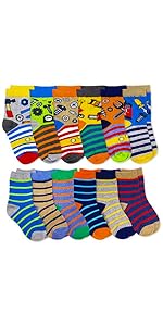 Jefferies Socks Boys Multicolored Stripe Fashion Variety Crew Socks 12 Pair Pack