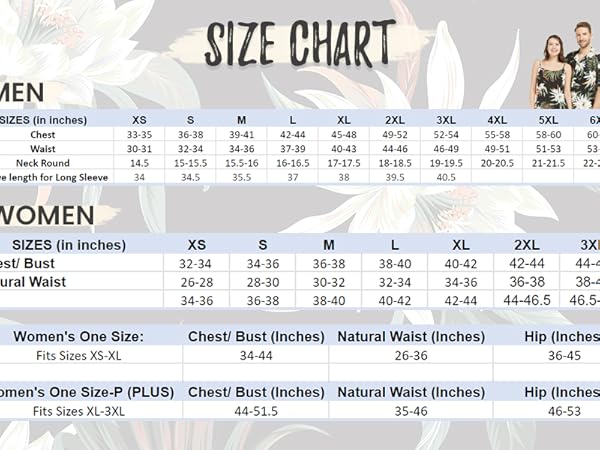 Men &amp; Women Size Chart