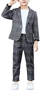 boys plaid 2 piece outfits