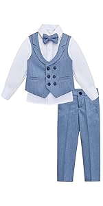 Lilax Boys Suit Set Slim Fit Vest, Shirt, Pants and Bowtie