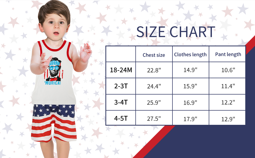 Toddler 4th Of July Outfit Boy Summer Setss Lincoln Sleeveless T-Shirt Top