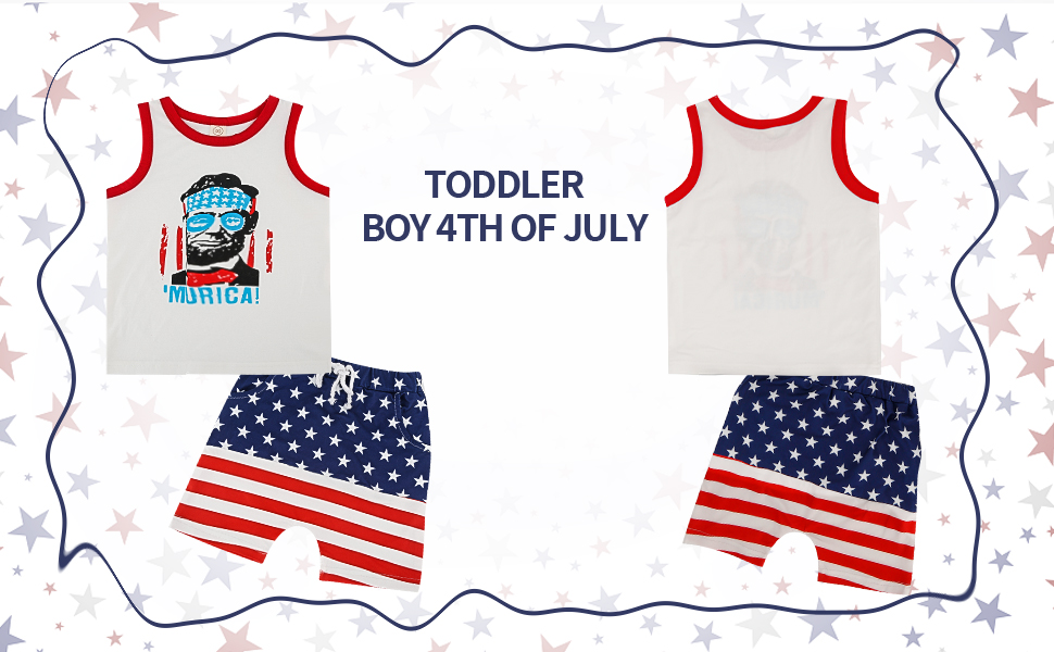 Toddler 4th Of July Outfit Boy Summer Setss Lincoln Sleeveless T-Shirt Top