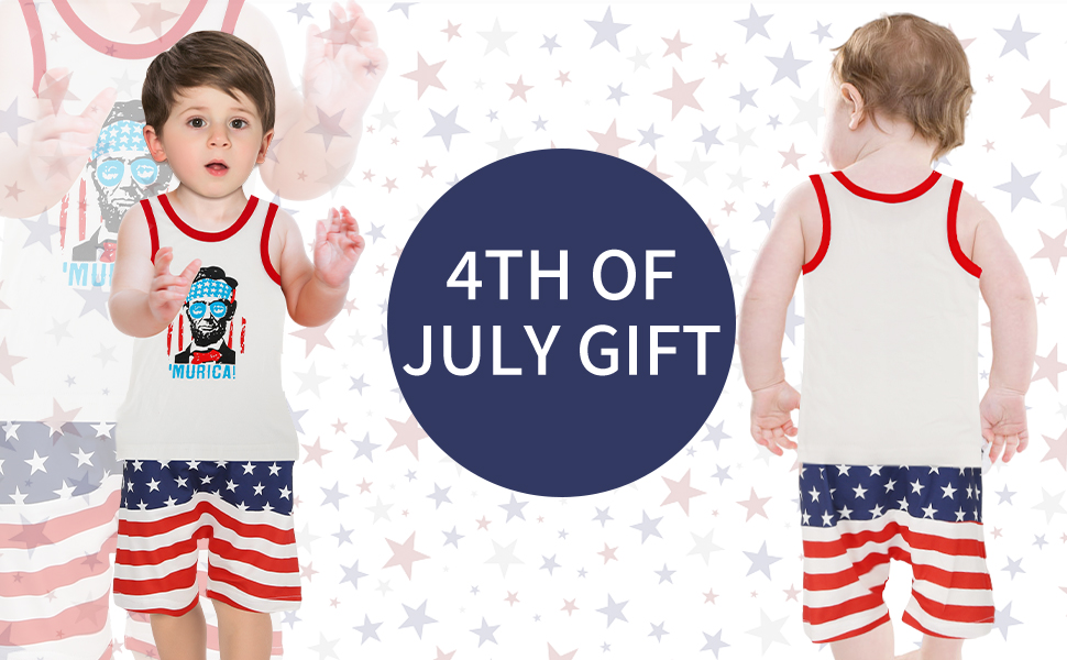 Toddler 4th Of July Outfit Boy Summer Setss Lincoln Sleeveless T-Shirt Top