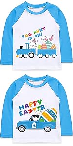 boys girls kids easter day tee shirt train trucks egg rabbit bunny clothes long sleeves