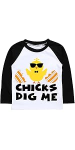 boys girls kids easter day tee shirt chicks egg happy top clothes long sleeves