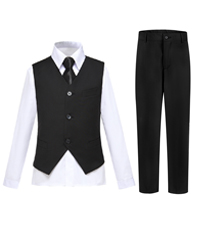 boys vest set with dress shirt, Tie, Vest, and Pants for boys suits slim fit formal occasion dress