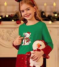 Girls Xmas Sequin Top