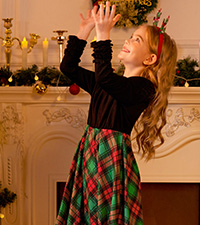 Girls Xmas Plaid Dress