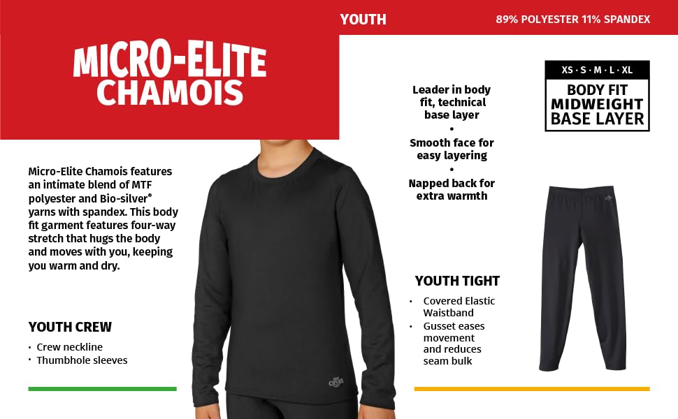 YOUTH CREW tight micro elite chamois bio silver body fit midweight base layer winter cold elastic 