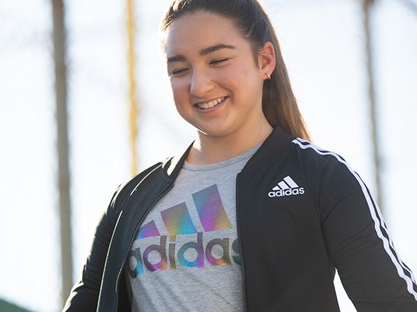 Young girl model sporting adidas Youth Apparel