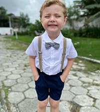 Toddler Boys Summer Suspenders Bowtie Outfits