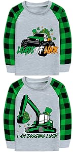 boys st patricks day t shirt monster truck digger lucky charm clover shamrocks clothes tee