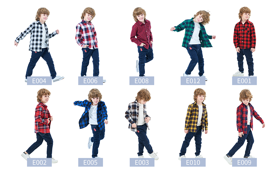 Kids Boy''s Long Sleeve Button Down Plaid Flannel Shirts with Pocket