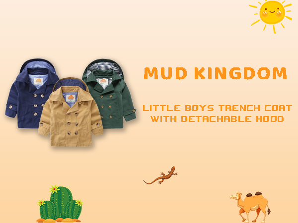 Mud Kingdom Little Boys Trench Coat with detachable Hood