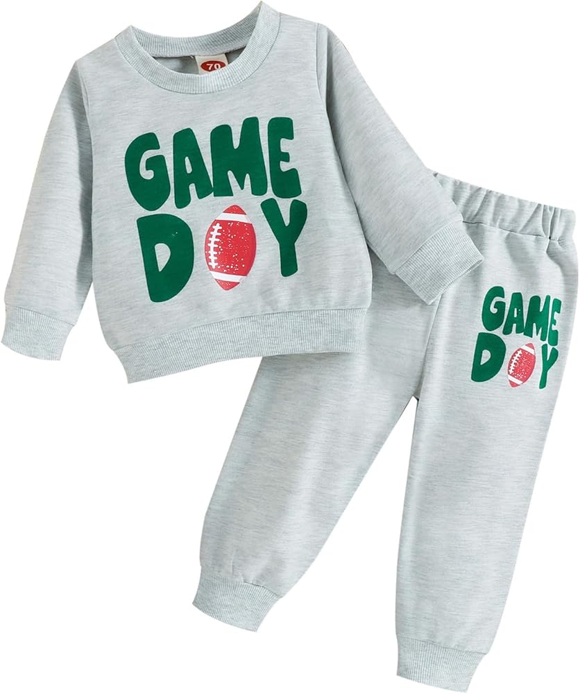 Baby Clothes Gift Set Boy Autumn Winter Grey Football Pullover Suit Sweatshirt Leisure Long Young Girl Sweatsuits