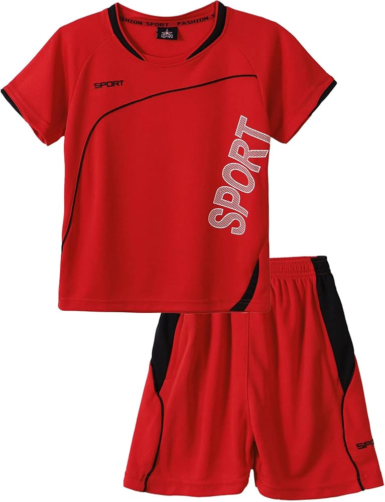 TiaoBug Kids Boys Basketball Soccer Jerseys and Sports Shorts Set Team Uniform 2 Pieces Athletic T-Shirt + Shorts Set