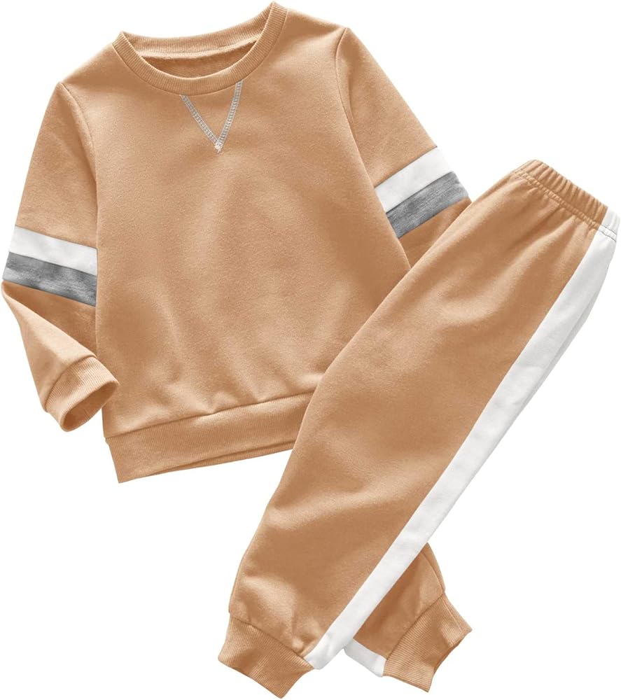 Valphsio Boy's Color Block Tracksuits Casual Sweatshirt Sports Pants Outfit Sets