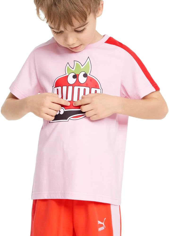 Puma Toddler Boys Fruitmates Graphic Crew Neck Short Sleeve Athletic Tops Casual - Pink