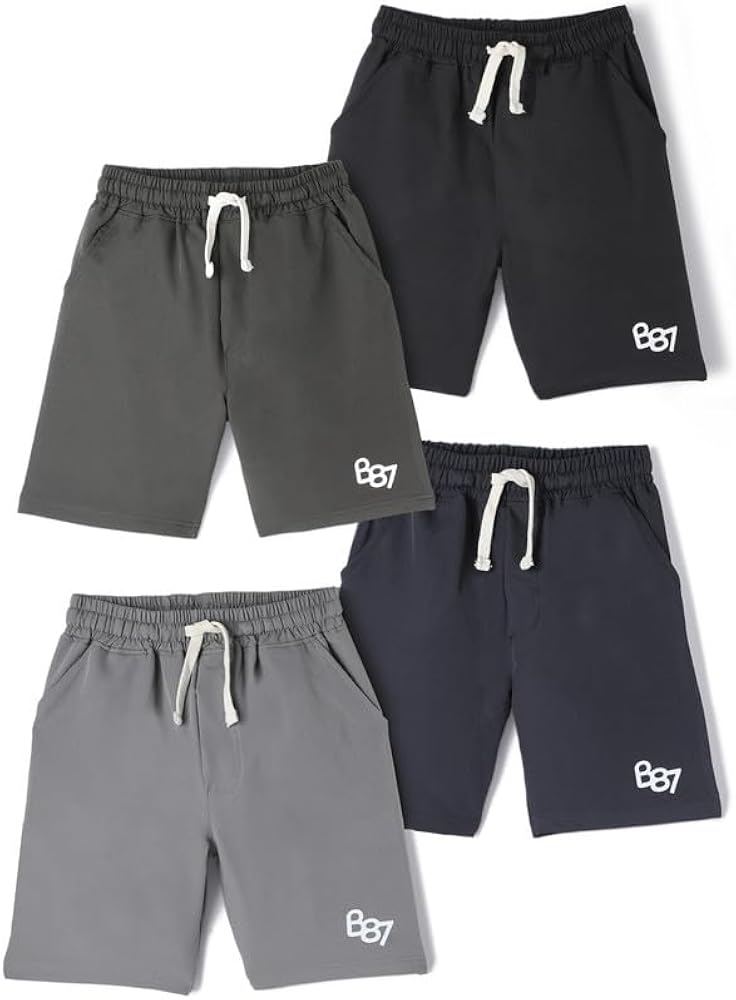 chopper club Boys Athletic Sports Shorts in Polyester Textile in a Pack of 4 Regular Fit shorts above Knee Length