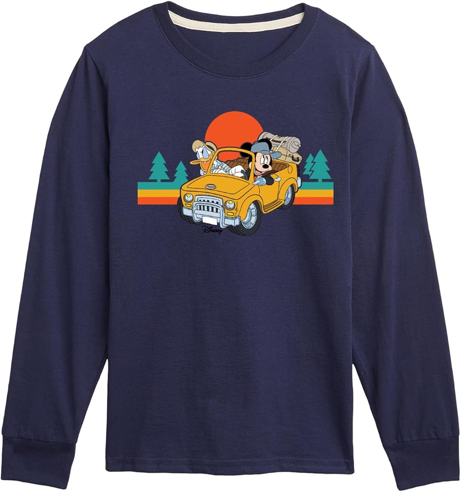 Disney Mickey & Donald Duck - Let's Hit The Road - Youth Long Sleeve Graphic T-Shirt