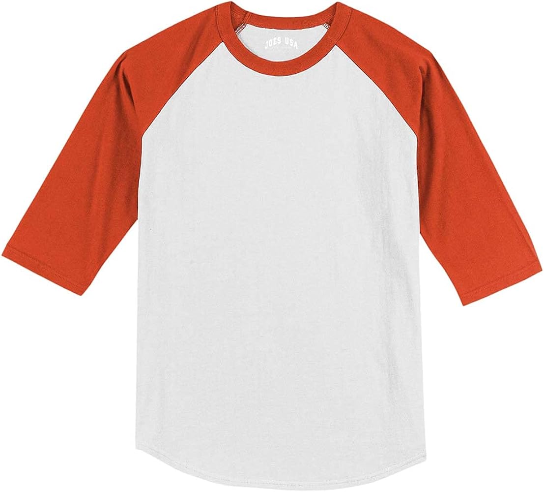 Joe's USA Youth Baseball Shirts - 3/4 Sleeve Baseball T-Shirts-Youth Sizes XS - XL