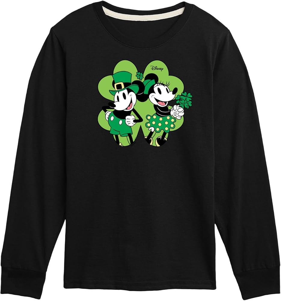 Disney Mickey Minnie Shamrock - Toddler and Youth Long Sleeve Graphic T-Shirt