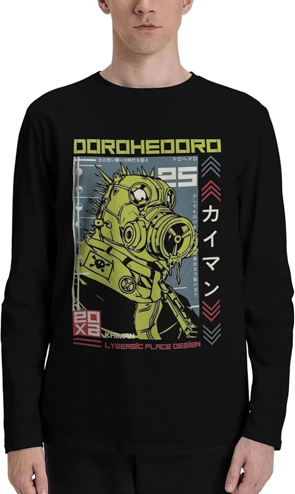 Anime Dorohedoro T Shirt Boy's Summer O-Neck Tops Casual Long Sleeve Tee Black