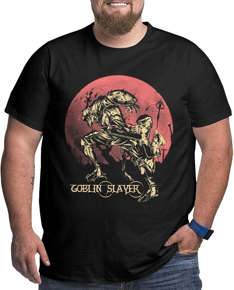 Anime Big Size Mens T Shirt Goblin Slayer Round Neck Short-Sleeve Tee Tops Custom Tees Shirts