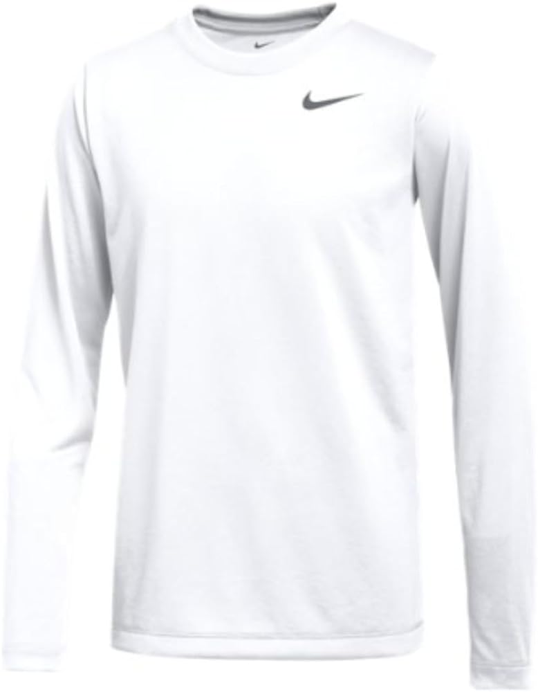 Nike Boys Legend Long Sleeve Athletic T-Shirt (US, Alpha, Small, Regular, White/Cool Grey)