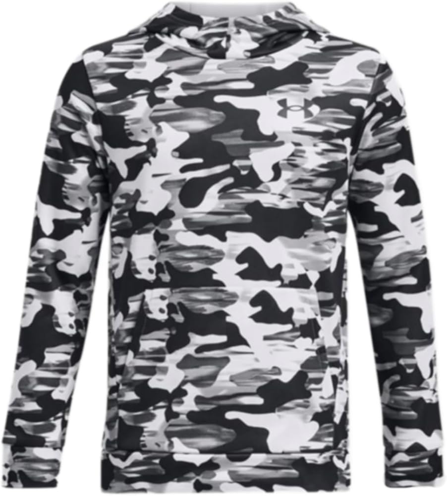 Under Armour Boys' Armour Fleece Printed Hoodie Black/Gray/White Large