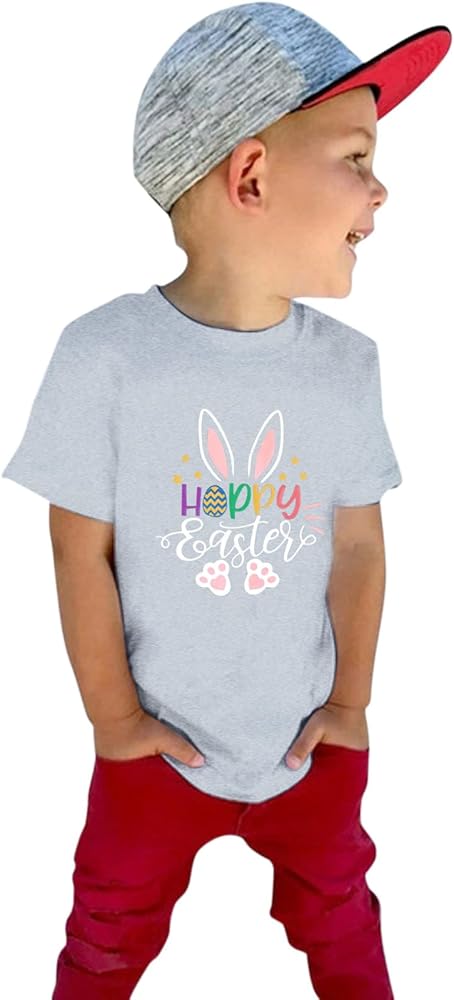 Toddler Kids Easter Bunny Shirts Funny Easter Rabbit Graphic Short Sleeve Tee Top for Boys Girls