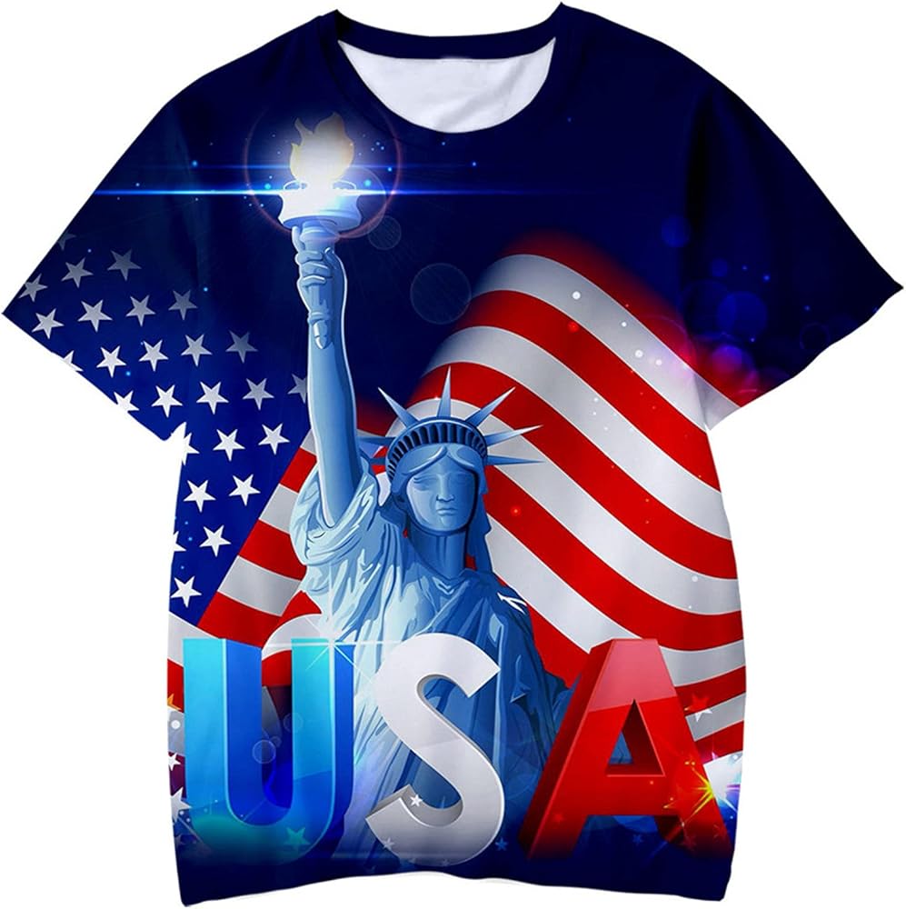 Small Sleeve Independence 3D Print T-Shirt Casual Clothes Boys Toddler 4th-of-July Tops Kid Boys Tops 2 Cool