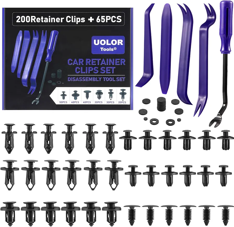 265PCS Car Bumper Retainer Clips Plastic Rivets Auto Fasteners Push Retainer Kit Most Popular Sizes Auto Push Pin Rivets Set -Door Trim Panel Fender Clips for GM Ford Toyota Honda Chrysler