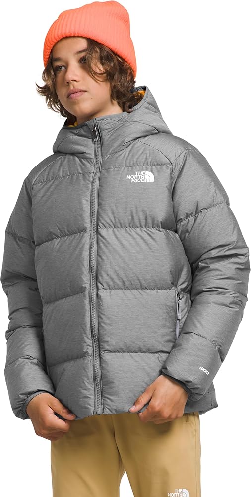 THE NORTH FACE Boys Reversible North Down Hooded Jacket, XS, TNF Medium Grey Heather