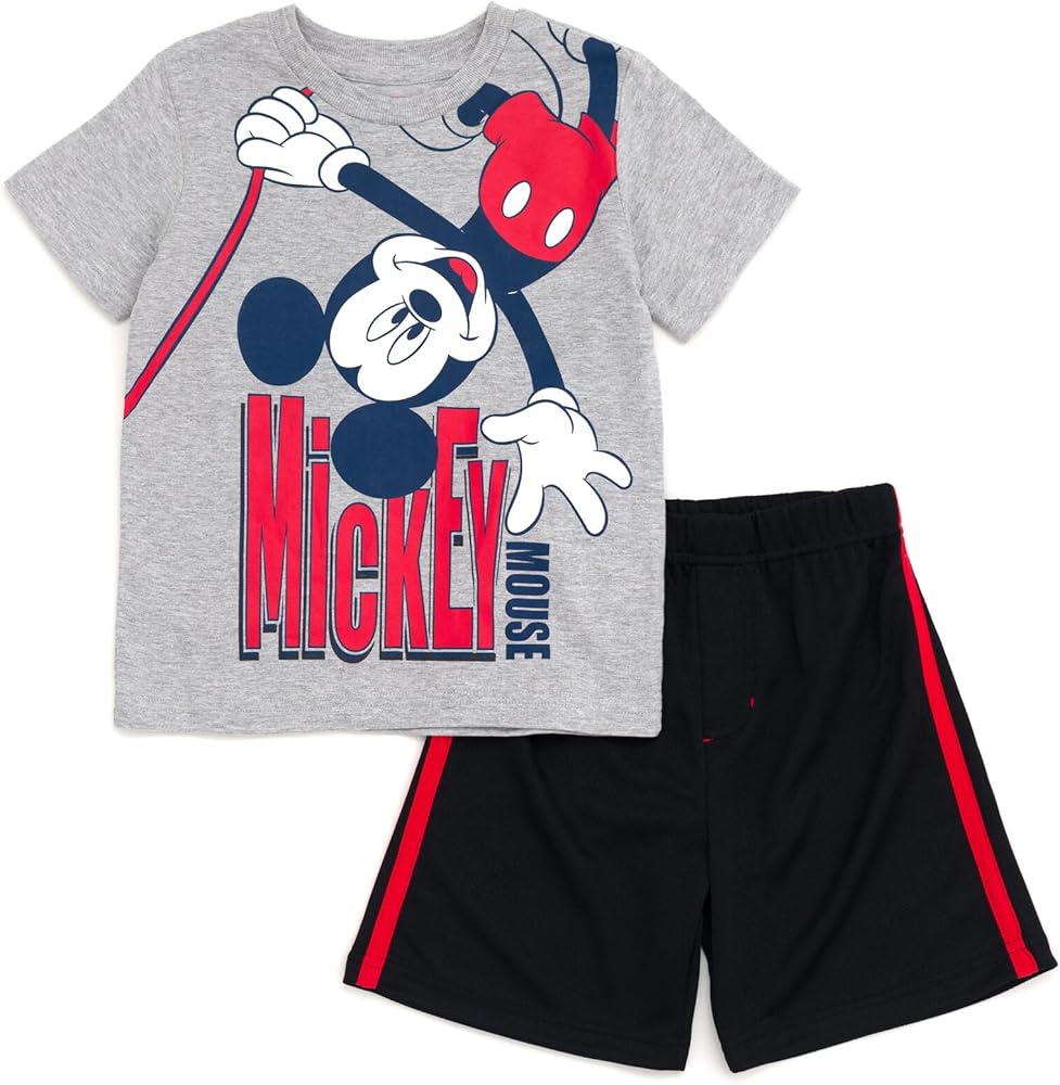 Disney Mickey Mouse Donald Duck Goofy Pluto Baby T-Shirt and Mesh Shorts Outfit Set Infant to Little Kid