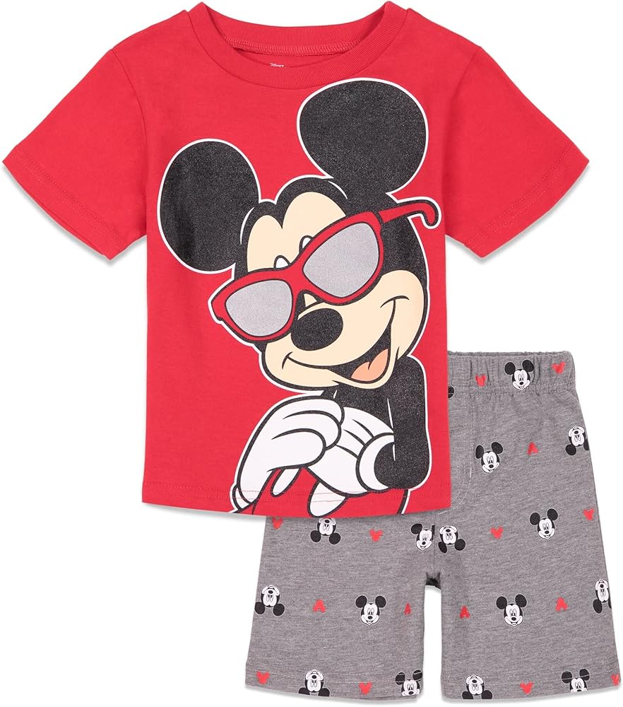 Disney Mickey Mouse July 4th T-Shirt and Shorts Outfit Set Infant to Big Kid Sizes (12 Months - 10-12)