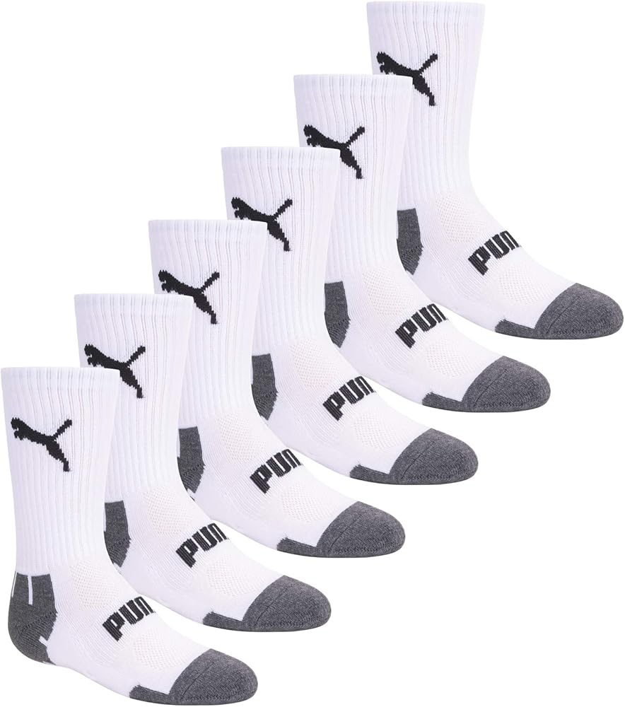 PUMA Boys' 6 Pack Crew Cut Socks