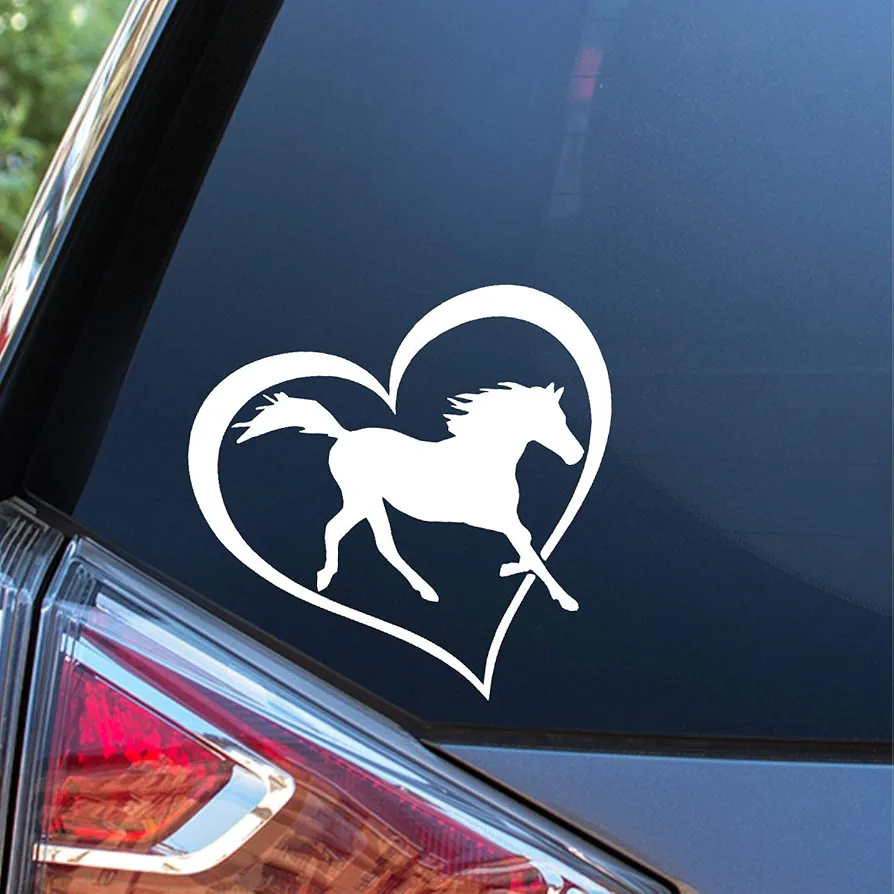 Horse Heart Decal Vinyl Car Sticker Die Cut for Laptop Car Window Tablet Skateboard | White | 5.5" | SGD000119