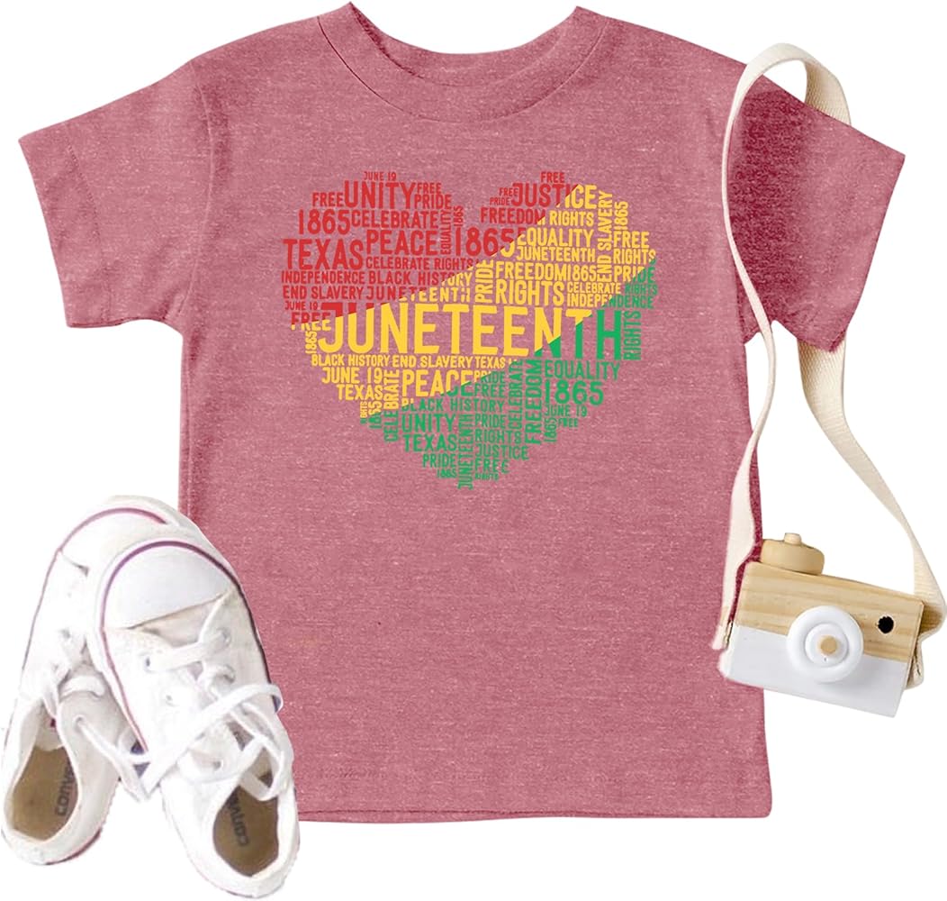 Juneteenth Shirts for Toddler Boys Girls June 19th Black History Shirt Celebrate American African Freedom Tops