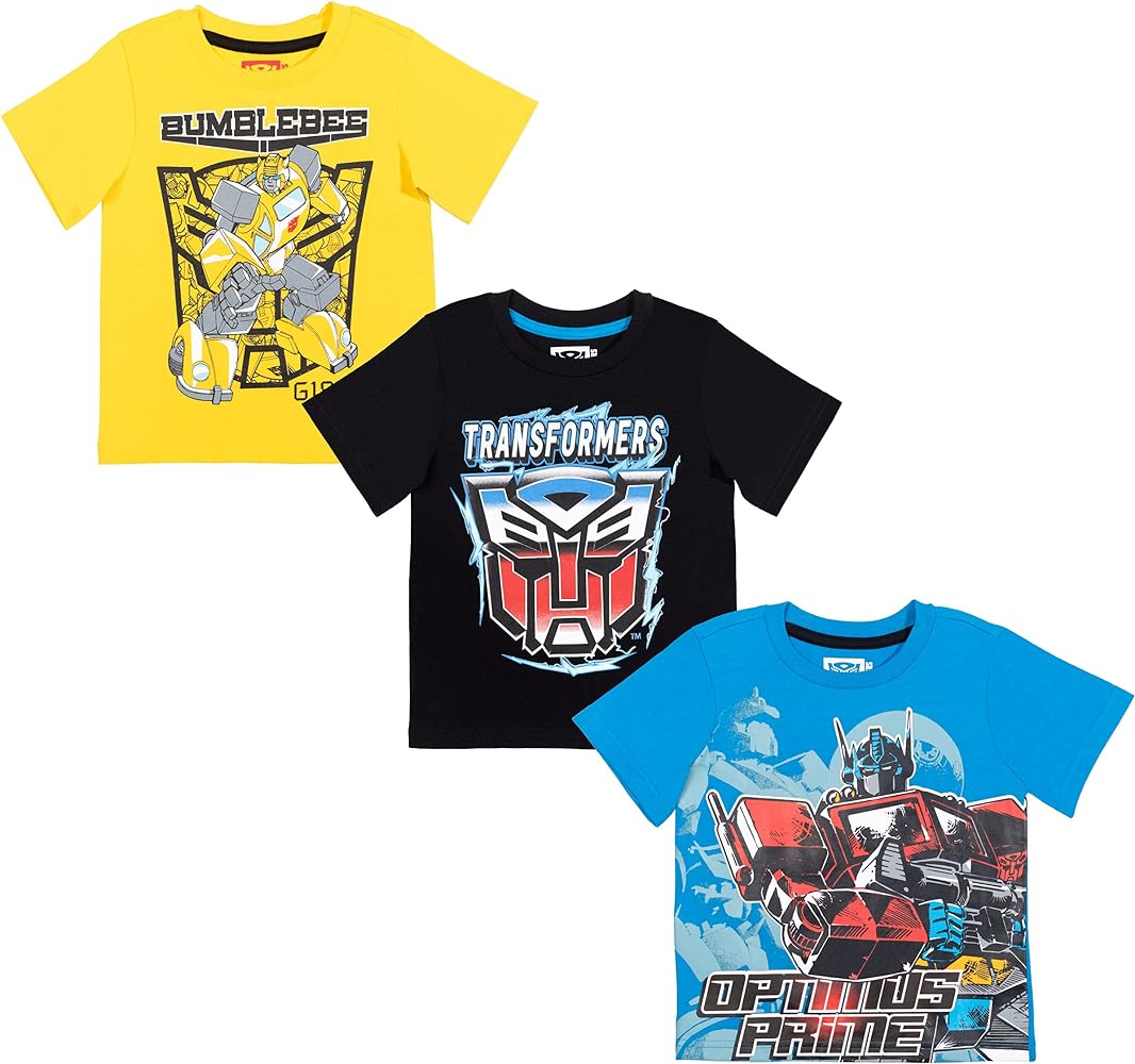 Transformers Bumblebee Optimus Prime Boys 3 Pack Short Sleeve T-Shirt