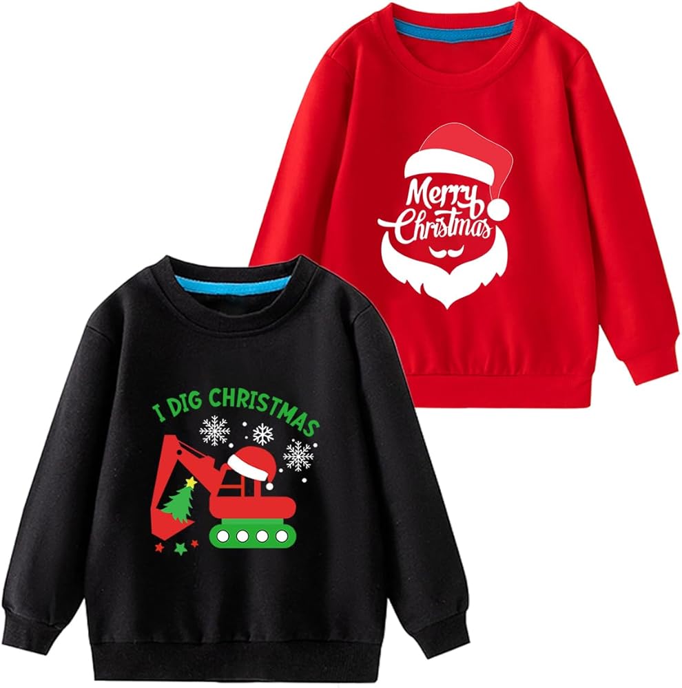 Toddler Boys Christmas Sweatshirt 2 Pieces Long Sleeve Tshirts Xmas Graphic Tops 2-10 Years