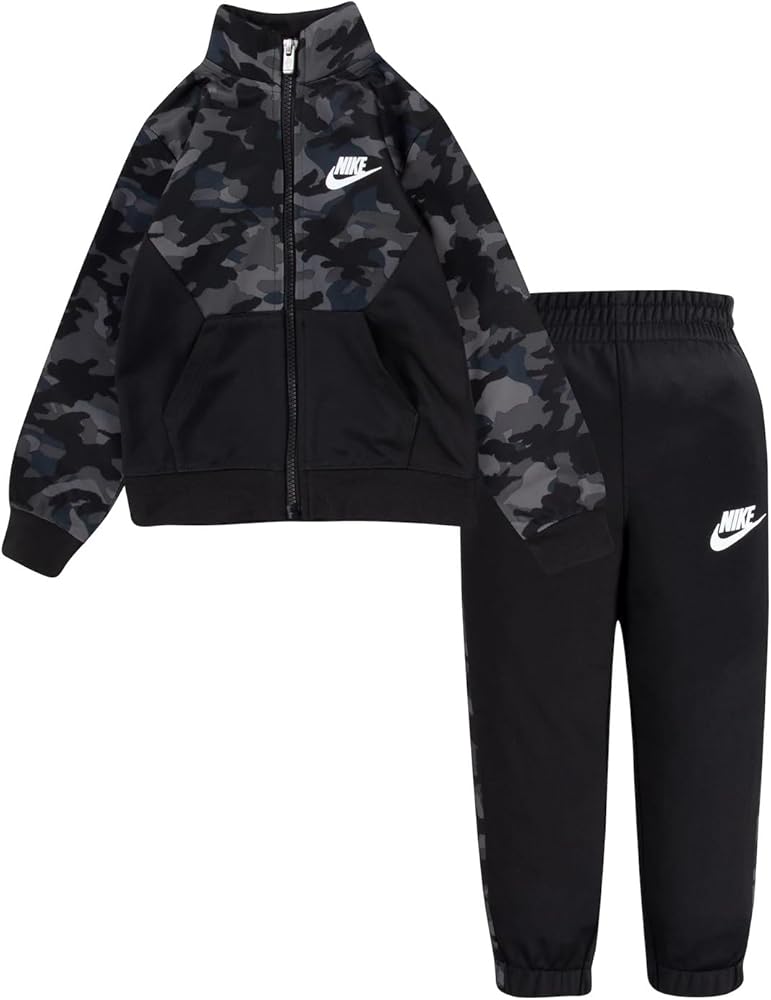 Nike Kids Boy's Textured Camo Full Zip Jacket and Pants Two-Piece Track Set (Little Kids)