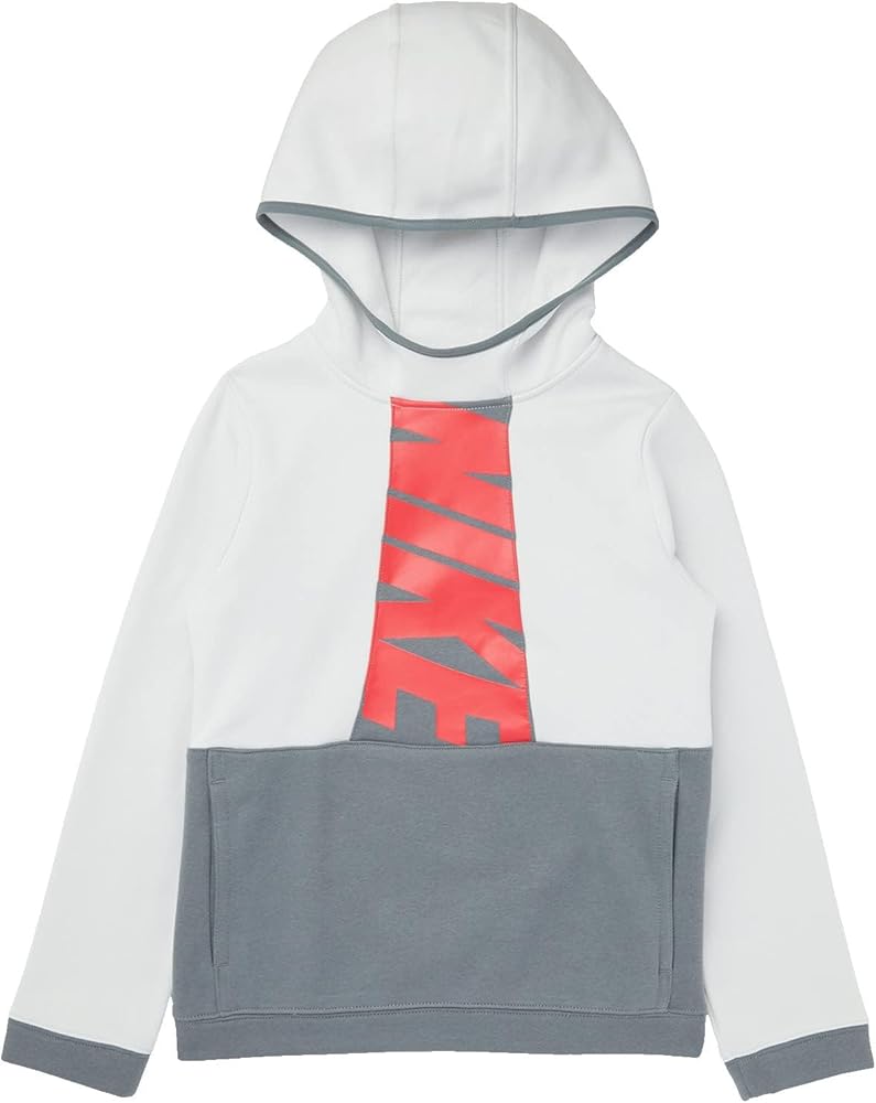 Nike Boy's NSW Amplify Pullover Hoodie (Little Kids/Big Kids) Photon Dust/Smoke Siren Red SM (8 Big Kid)