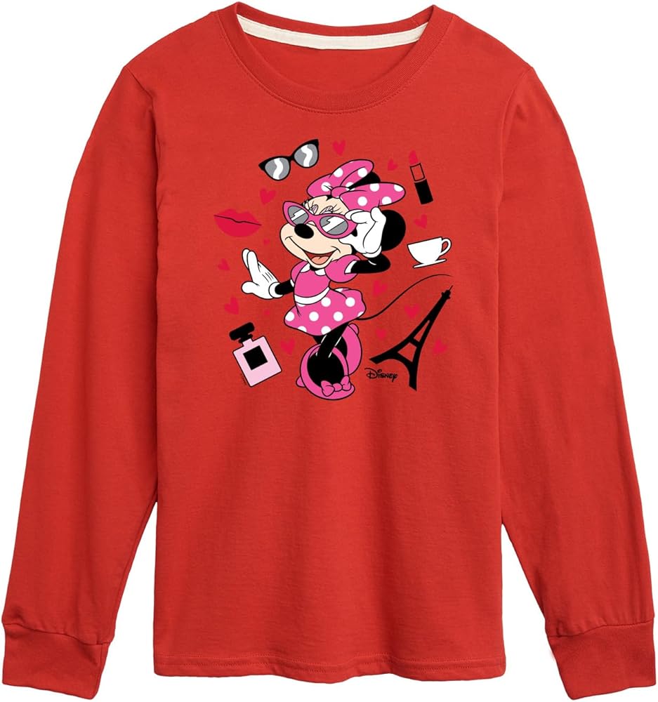 Disney Characters - Mickey & Friends - Minnie - Pretty in Paris - Toddler and Youth Long Sleeve Graphic T-Shirt